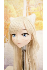 【中古】【O新古超美品】DollHouse168 色気美人 #ネコ娘 シリコンヘッド単品 髪の毛の植毛OP(90〜95cm推奨)(白髪)