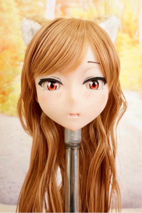 【中古】【O新古超美品】DollHouse168 色気美人 #ネコ娘 シリコンヘッド単品 髪の毛の植毛OP(90〜95cm推奨)(茶髪)