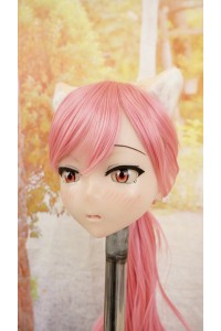 【中古】【O新古超美品】DollHouse168 色気美人 #ネコ娘 シリコンヘッド単品 髪の毛の植毛OP(90〜95cm推奨)(ピンク髪)