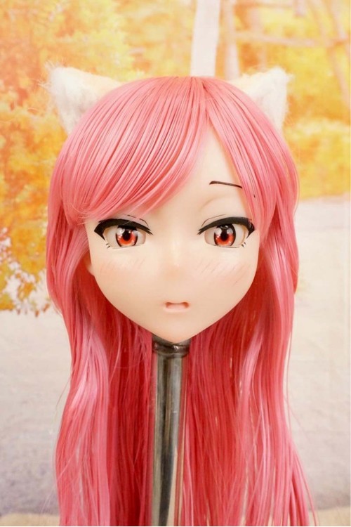 【中古】【O新古超美品】DollHouse168 色気美人 #ネコ娘 髪の毛の植毛OP シリコンヘッド単品(90〜95cm推奨)(ピンク髪)