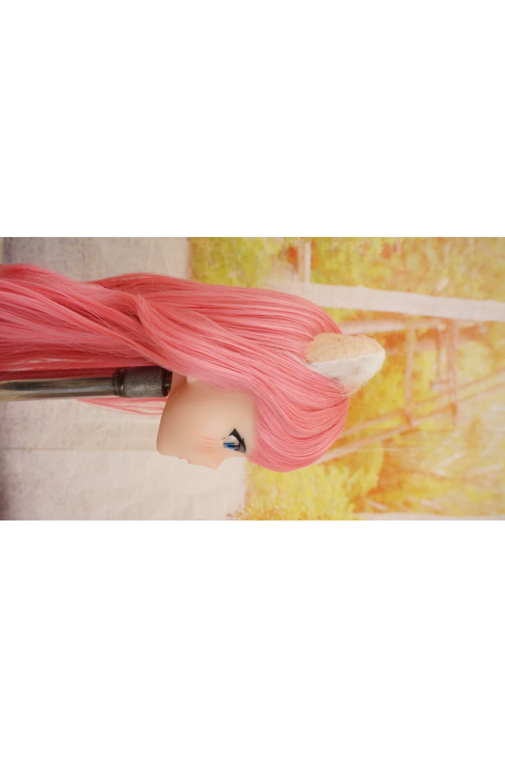 【中古】【O新古超美品】DollHouse168 色気美人 #ネコ娘 髪の毛の植毛OP シリコンヘッド単品(90〜95cm推奨)(ピンク髪)