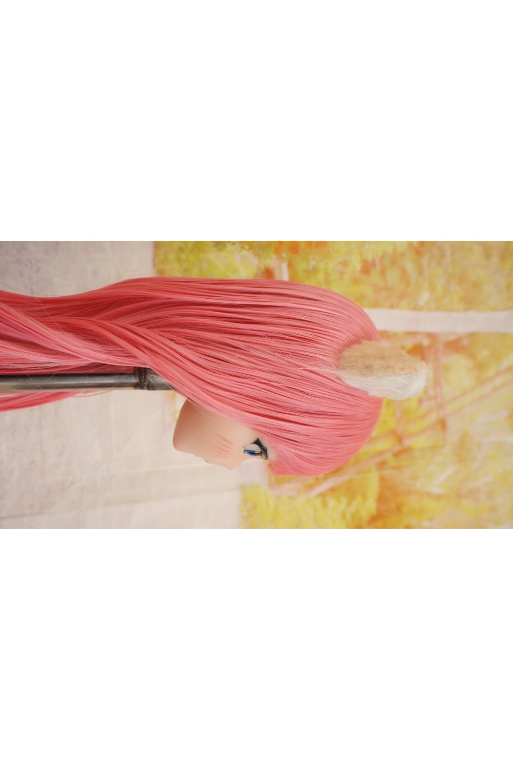 【中古】【O新古超美品】DollHouse168 色気美人 #ネコ娘 髪の毛の植毛OP シリコンヘッド単品(90〜95cm推奨)(ピンク髪)