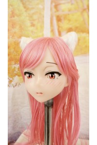 【中古】【O新古超美品】DollHouse168 色気美人 #ネコ娘 髪の毛の植毛OP シリコンヘッド単品(90〜95cm推奨)(ピンク髪)